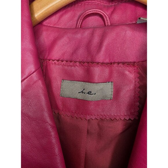 i.e. Pink Buttery Leather Jacket With Zipper Pockets & Notched Lapel Large to XL - Picture 2 of 12